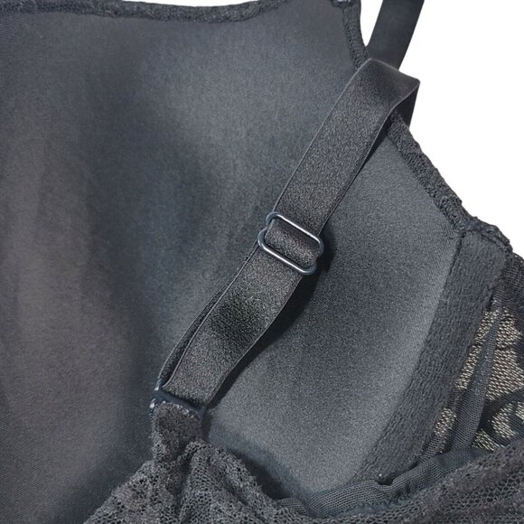 Victoria's Secret Underwire Demi Bra Black 38D Lace Overlay Light Padding Adj - Picture 6 of 10